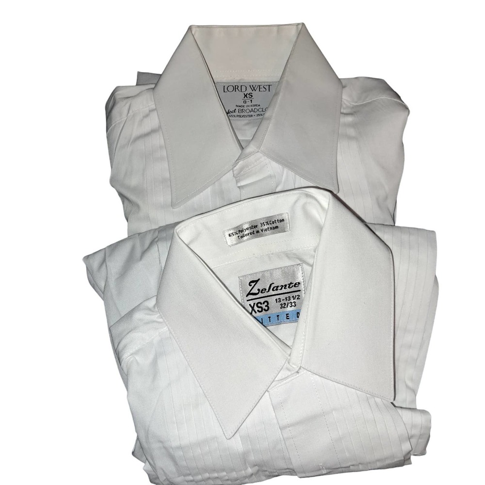 TWO White Tux Shirts SZ XS Lord West & Zelante Brands